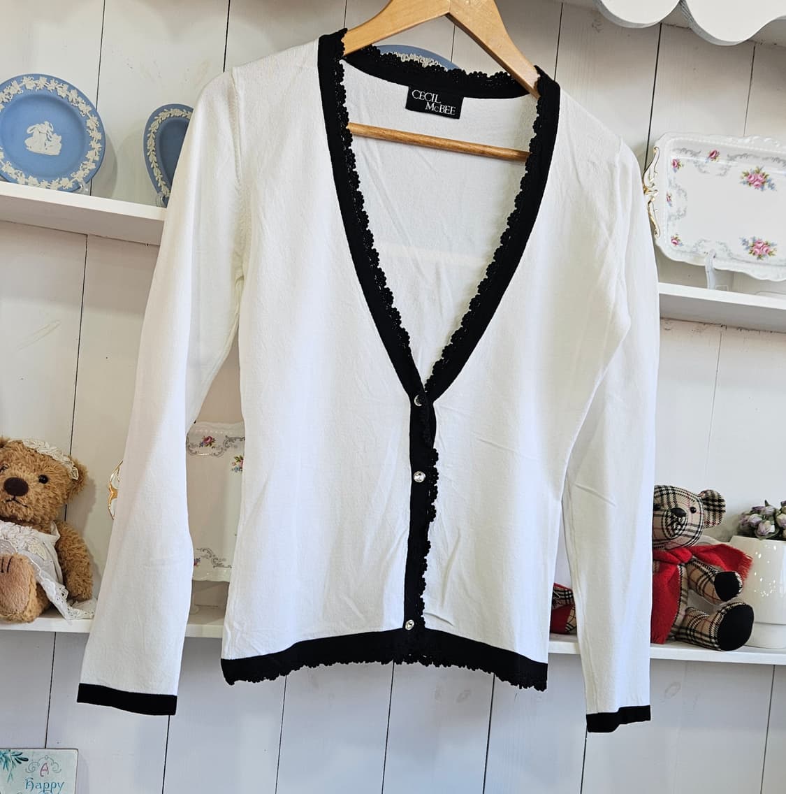 (CECIL McBEE) 배색 레이스 가디건 상품이미지2