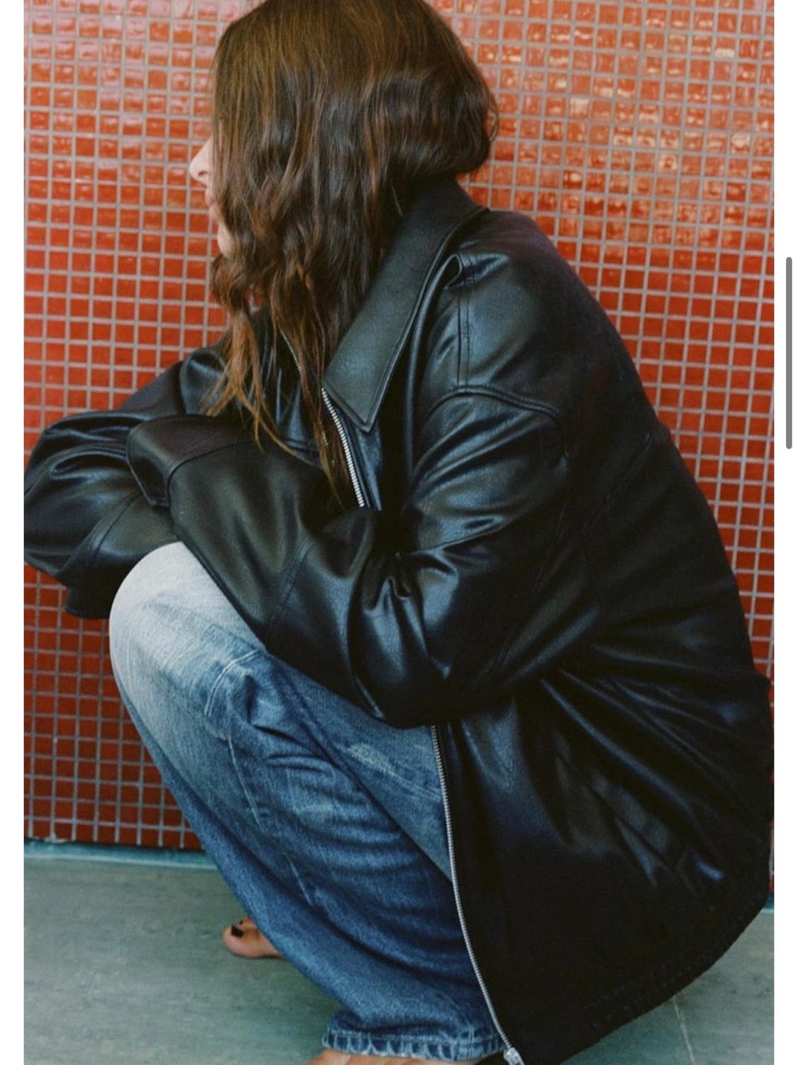 Zara 레더 봄버 자켓 xs 상품이미지3