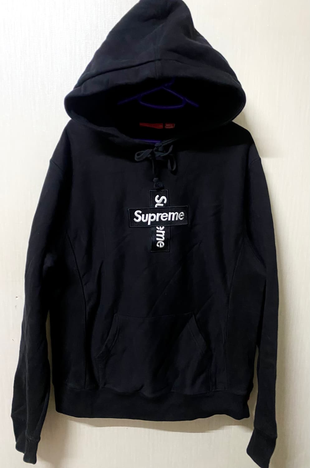 슈프림 크로스 박스로고 후드 블랙 S 상품이미지1