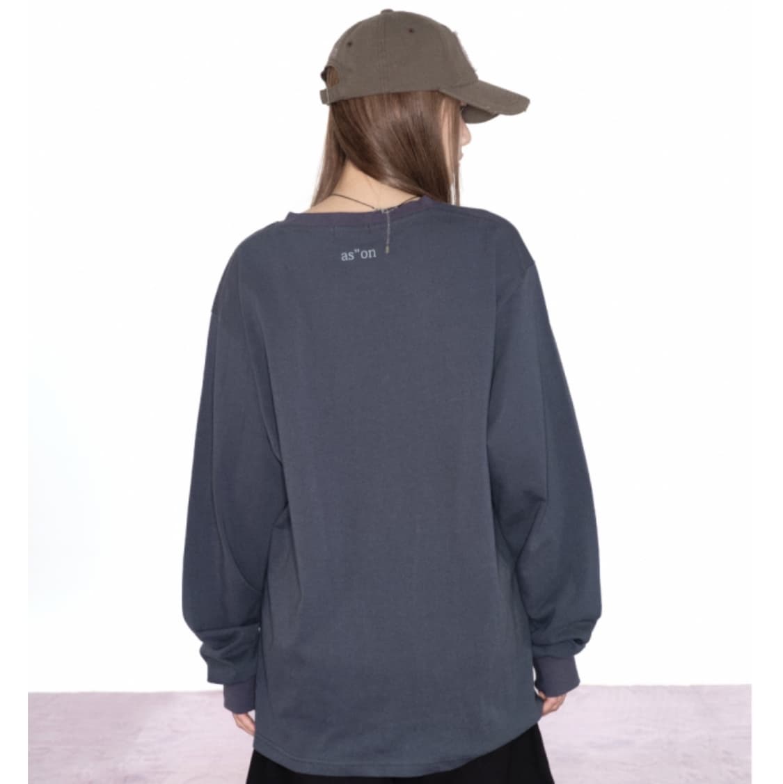 [M] 애즈온 베베 롱슬리브 차콜 긴팔 티셔츠 상품이미지2