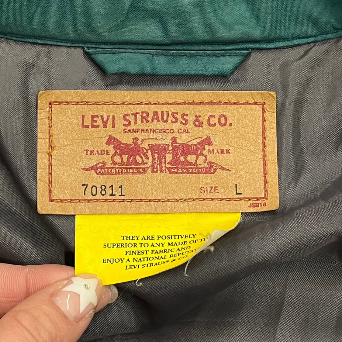 [정품/L] 리바이스 청록색 패딩 자켓 데님 배색 b14 상품이미지5