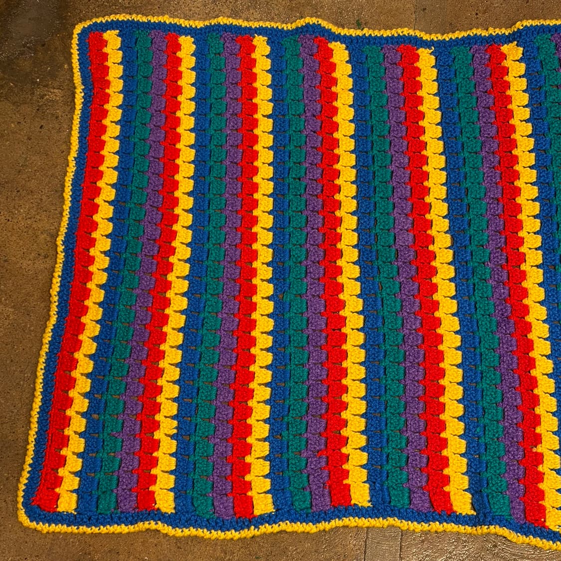 90s USA 멀티 니트 카페트 러그 매트 담요 상품이미지2