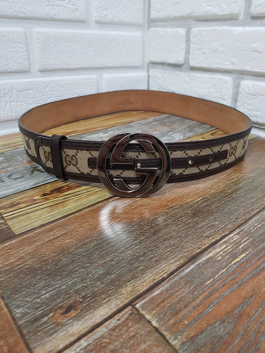 [34~38/정품] 구찌 GG 로고 벨트 브라운 상품이미지3