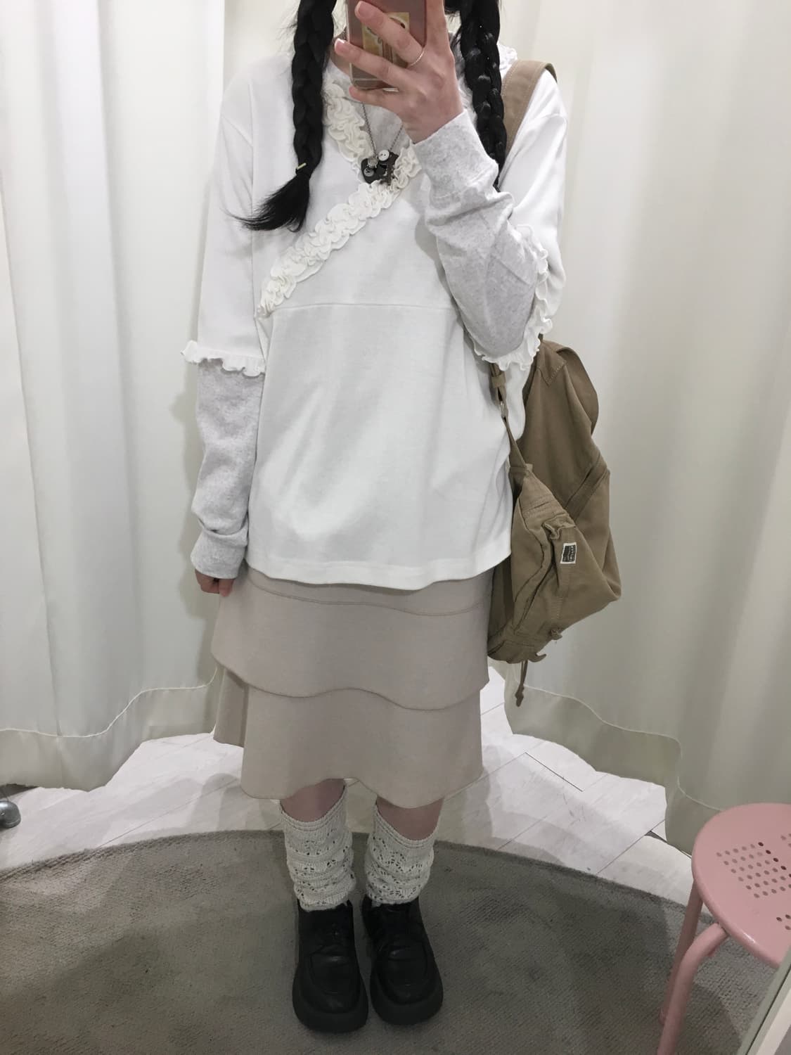 ELLE soft pink skirt 상품이미지3