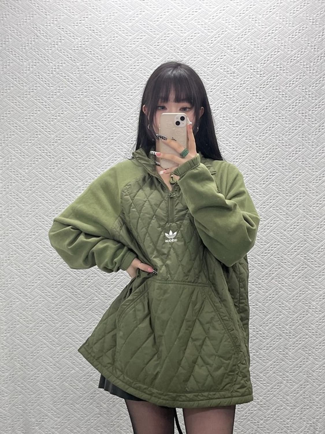 아디다스 유로파 말차카키 반집업 누빔 바람막이 아노락 4XL C10505 상품이미지2
