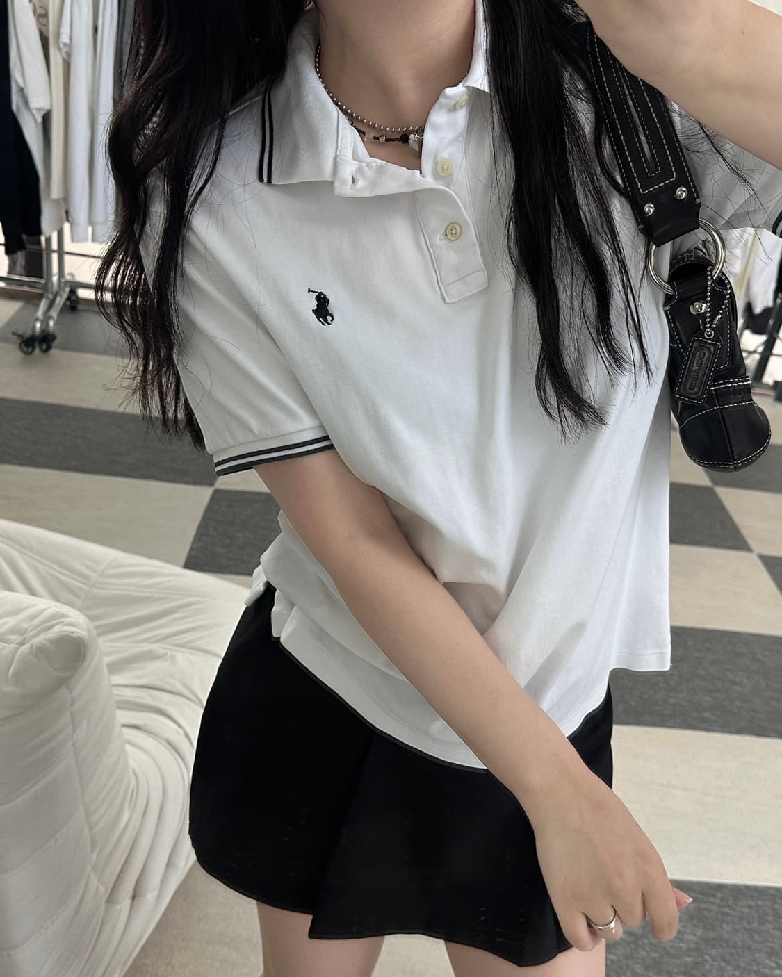 폴로 랄프로렌 화이트 배색 카라티  상품이미지1