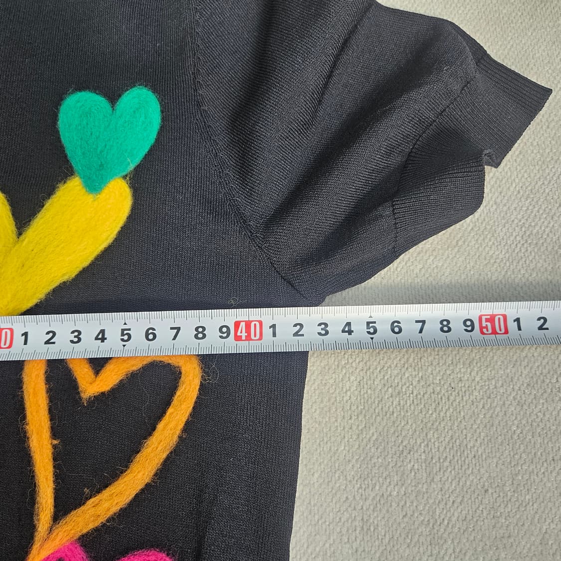 실측확인 빈티지 여성 하트 로고 반팔니트 0326Y 상품이미지5