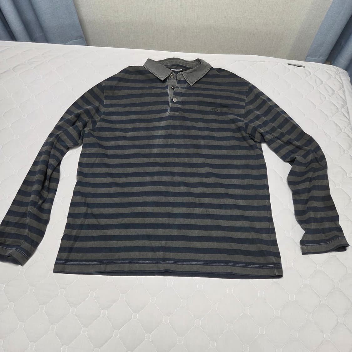 해칭룸 롱슬리브 VTG 스트라이프 폴로 티 Dyed Blue 3 상품이미지2