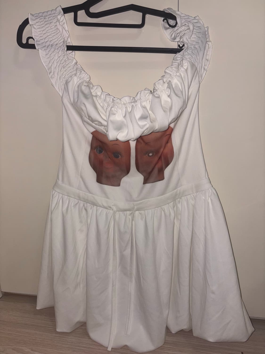 Id vintage 아일릿 모카 빈티지 프린팅 오프숄더 벌룬 원피스 상품이미지2