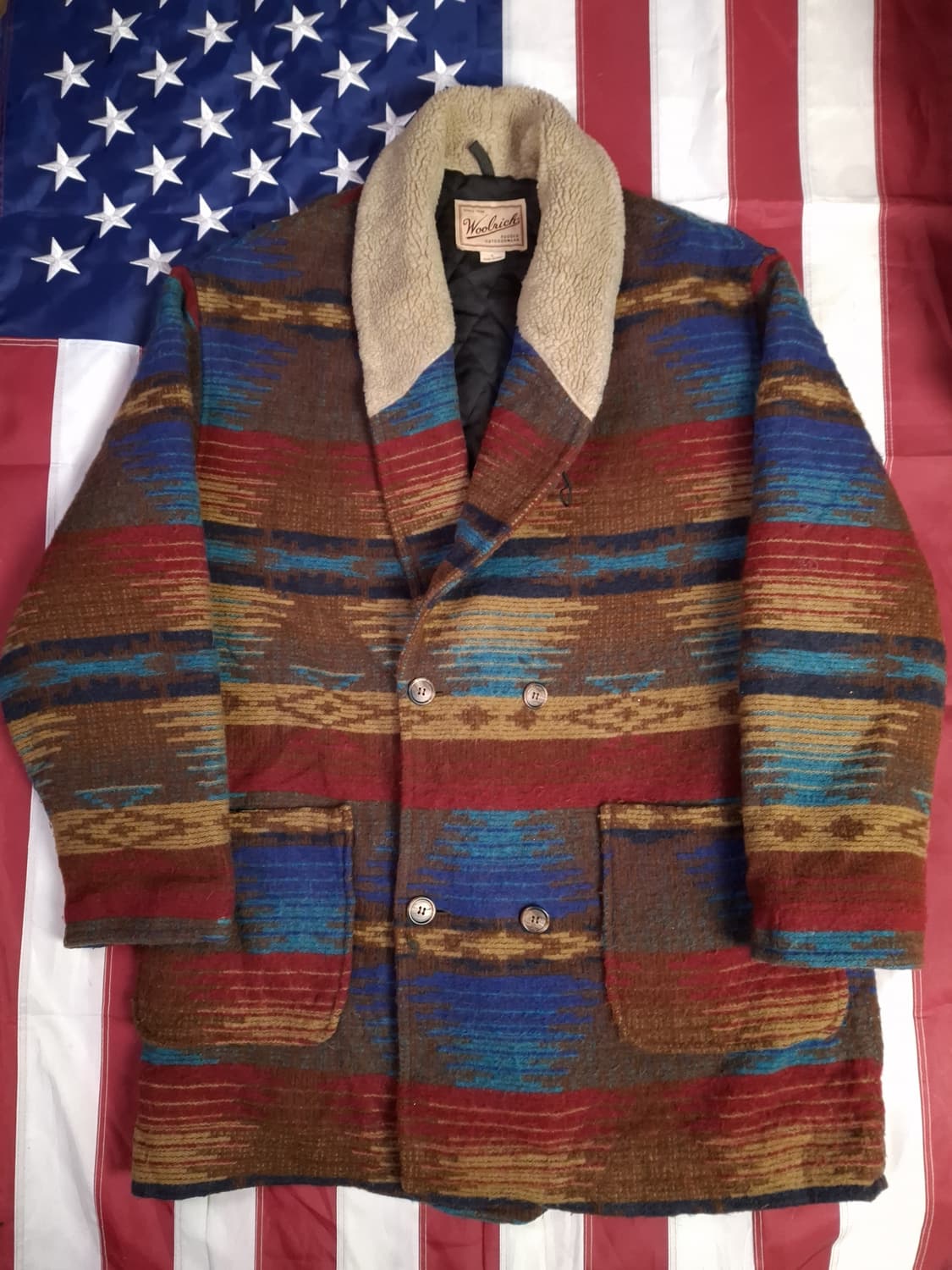 오리지날 90's 미국제조 울리치 나바호 양털카라 울코트 상품이미지1