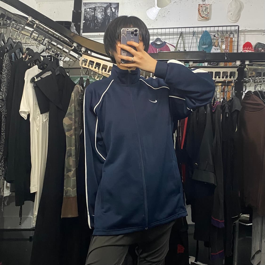 Nike 화이트 라인 배색 집업 상품이미지9