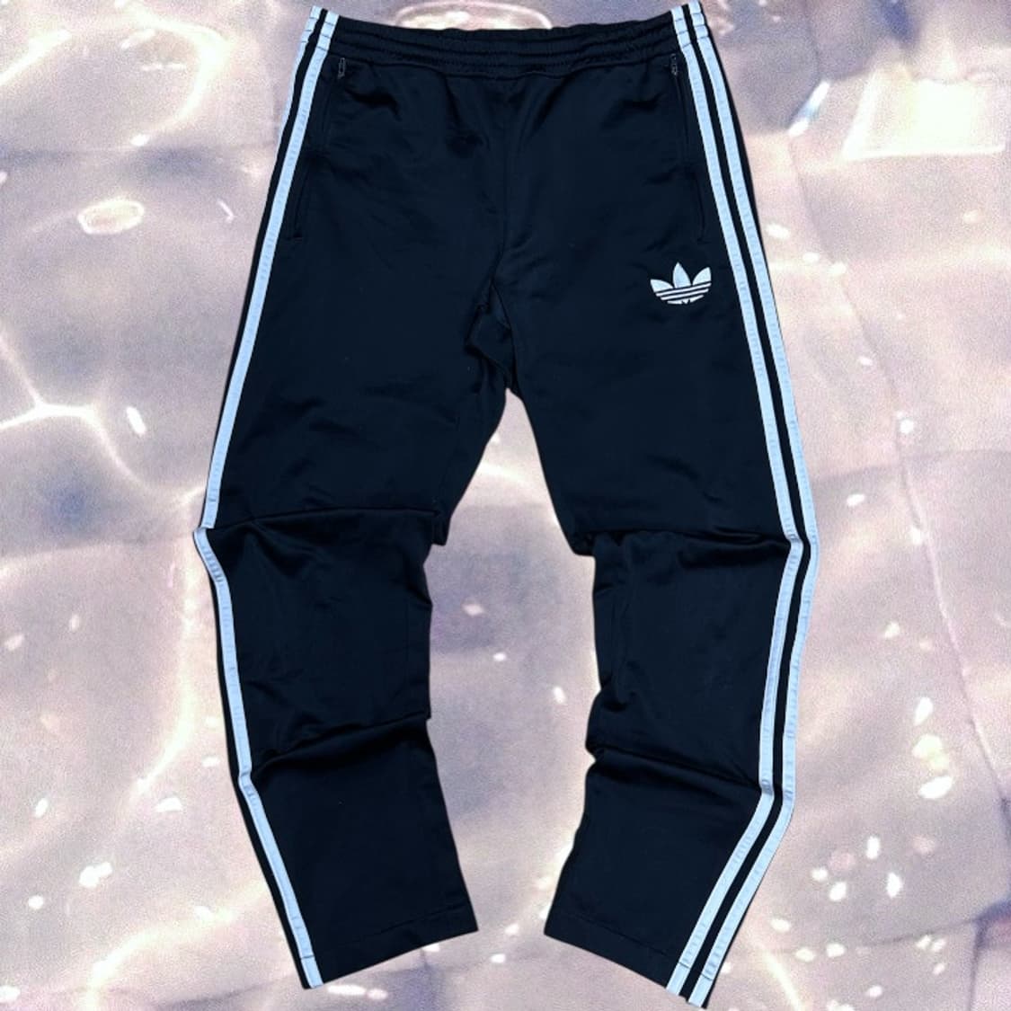 아디다스 파이어버드 검흰 블랙 화이트 삼선 와이드 트랙 팬츠 90  상품이미지3