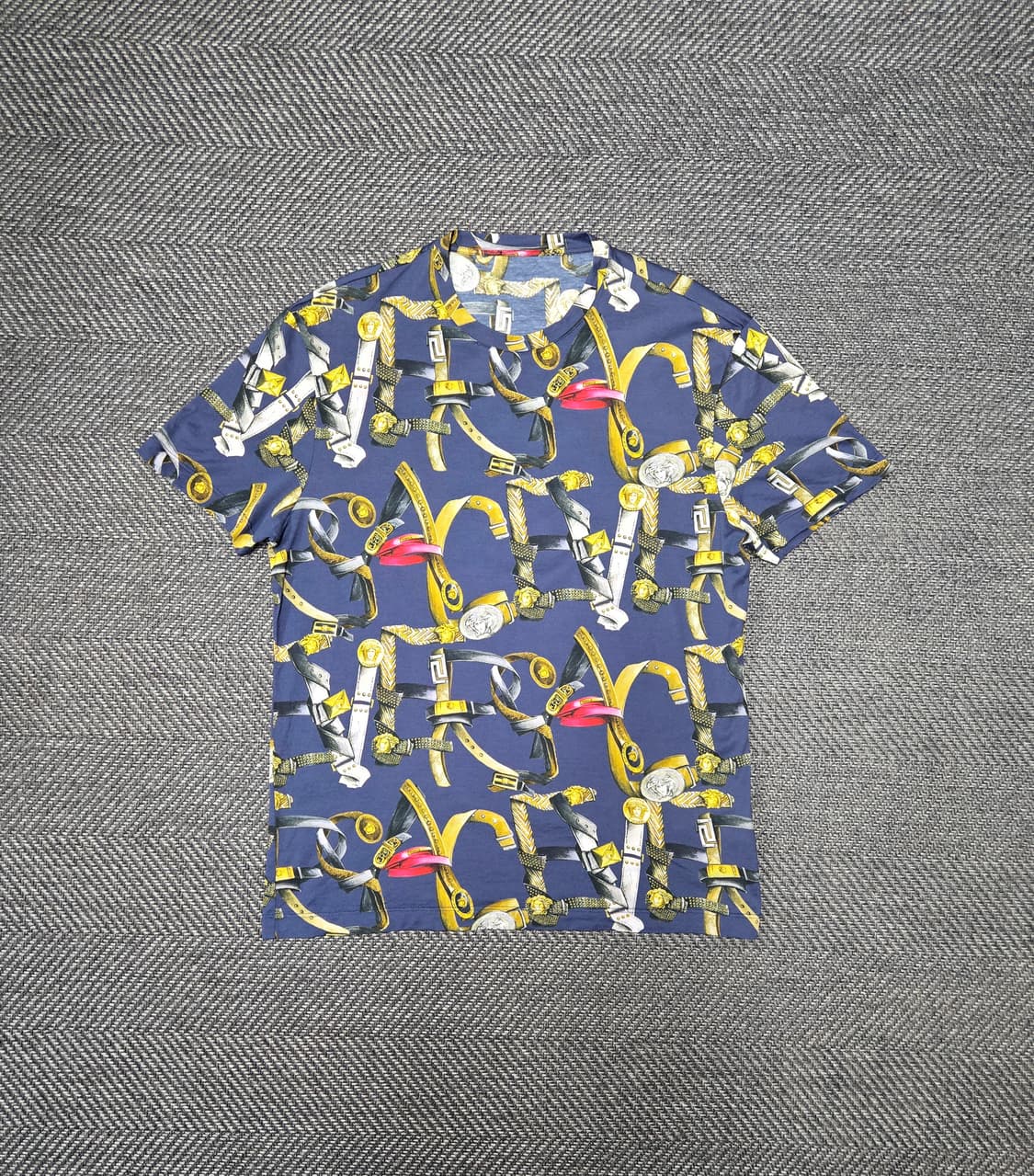 베르사체 벨트 프린팅 반팔 티셔츠 상품이미지1