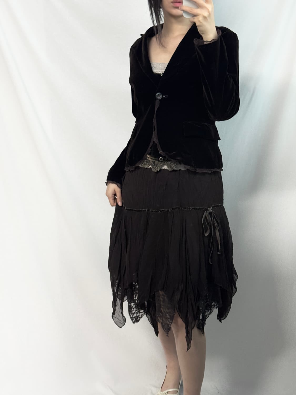 레이스 레이어드 사이드 리본 페어리 스커트 상품이미지9