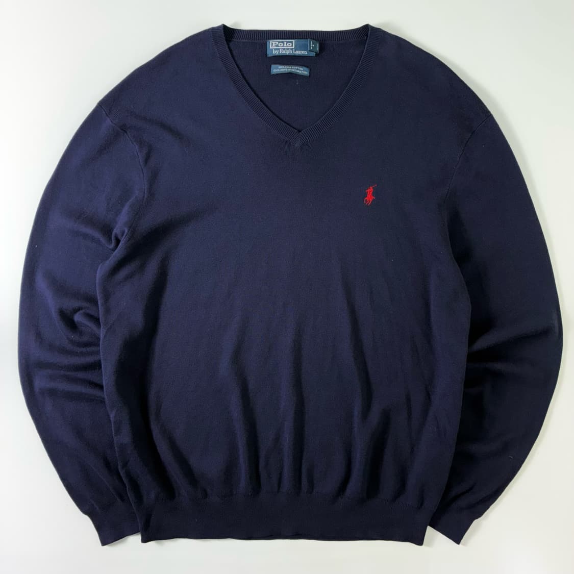 Polo  폴로 랄프로렌 자수 피마코튼 네이비 브이넥 니트 상품이미지1