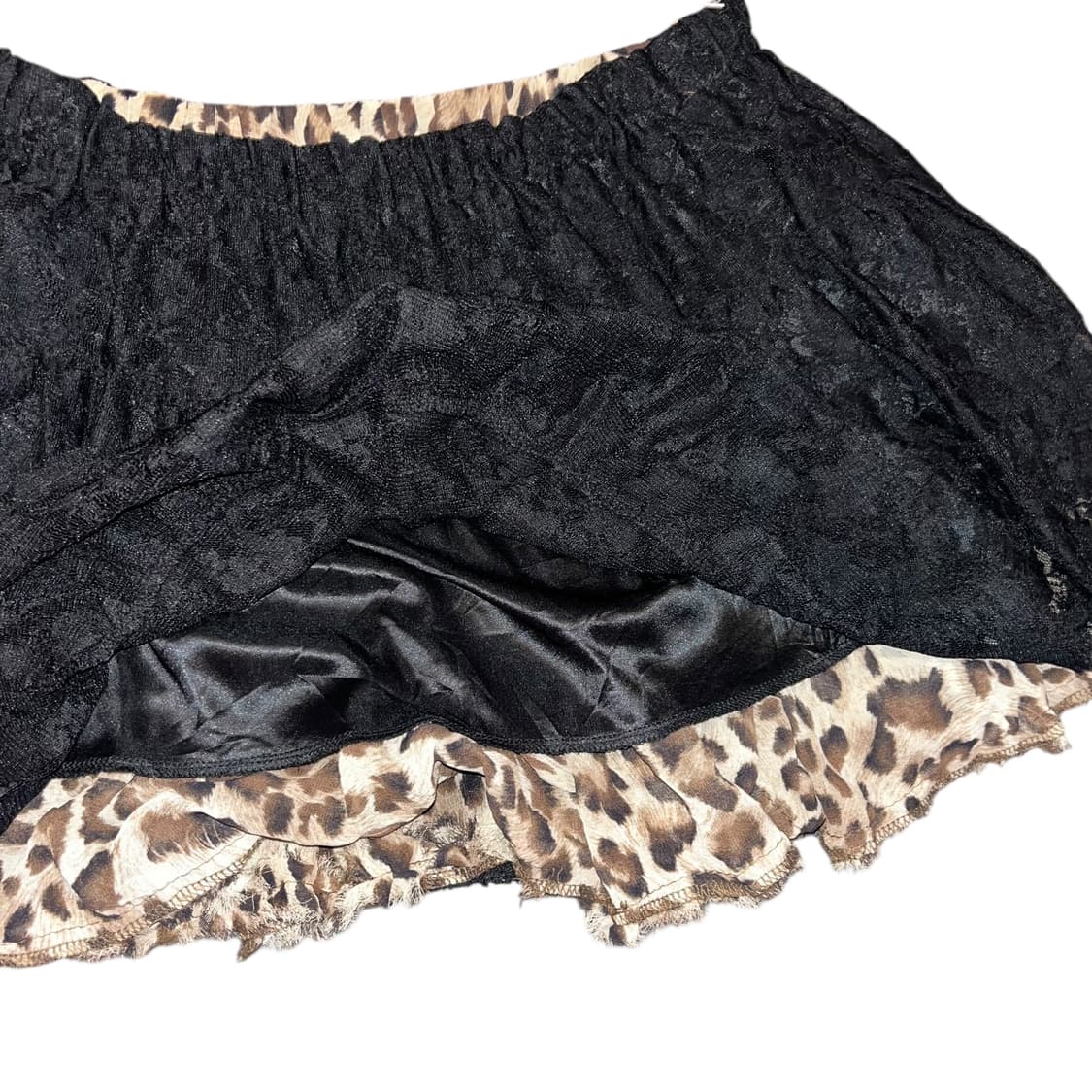 리버시블 호피 레이스 밴딩 캉캉 스커트 갸루y2k키치 상품이미지2