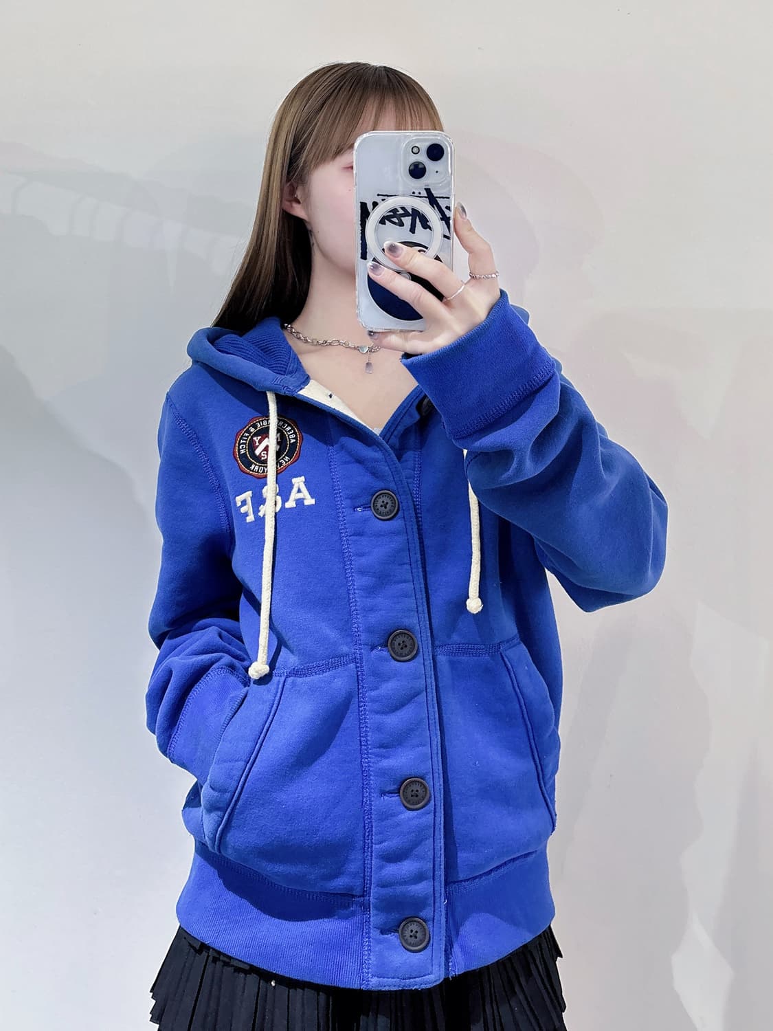 아베크롬비 블루 버튼 후드집업 상품이미지2