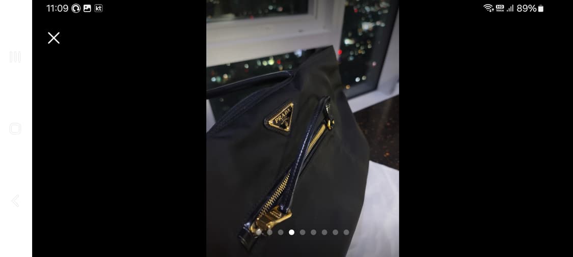 프라다 블랙 테수토 나일론 트라이앵글 금장 쇼퍼백 상품이미지5