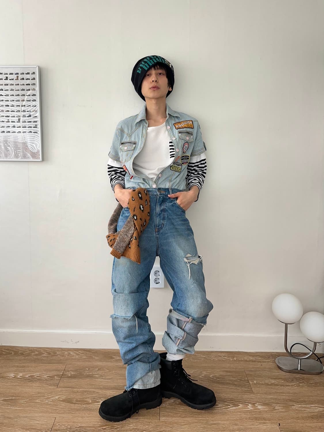 Roddole 와플 스트라이프 롱 슬리브 상품이미지2