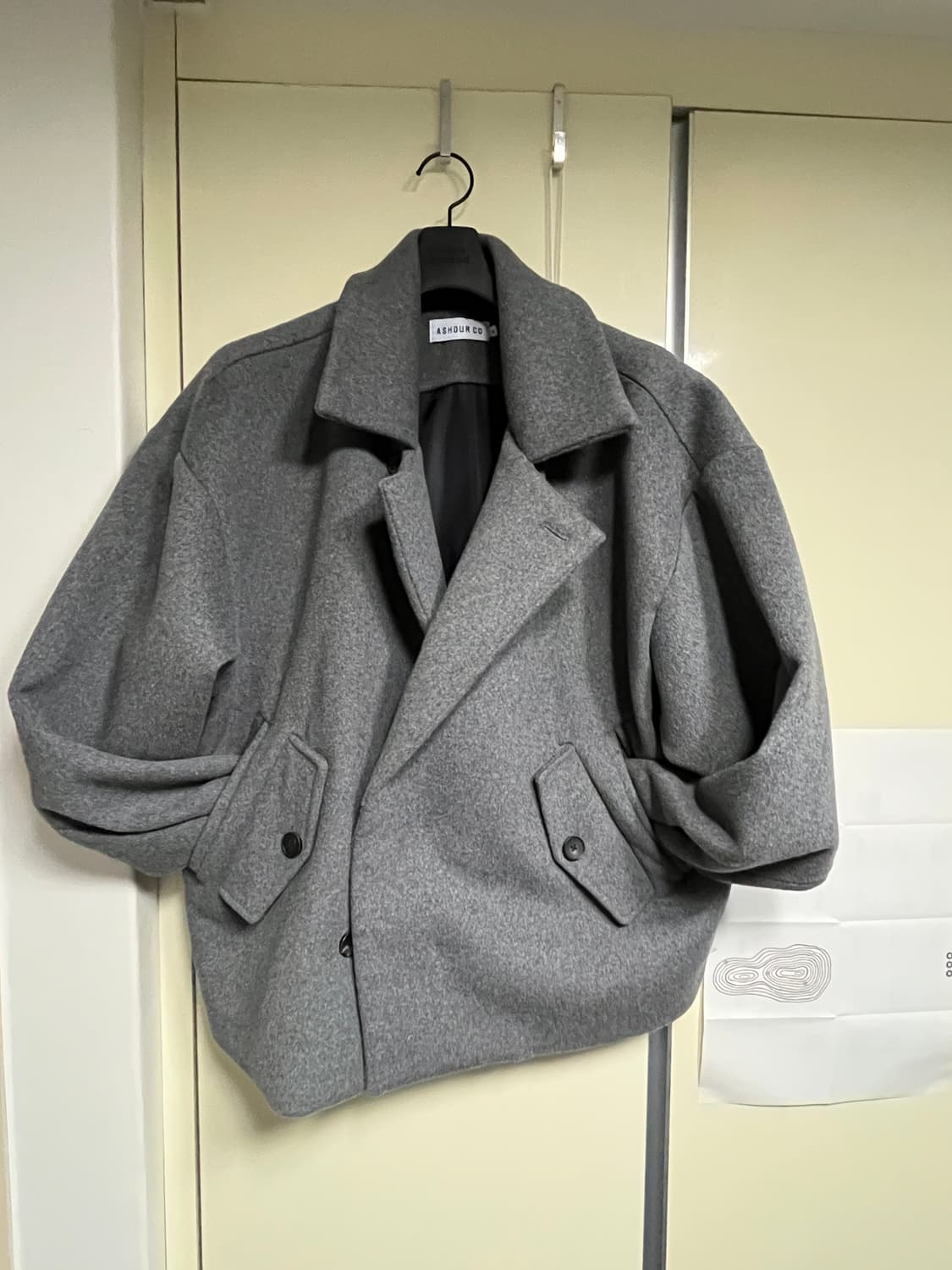 애쉬아워 쇼트 피코트 차콜 M 상품이미지3