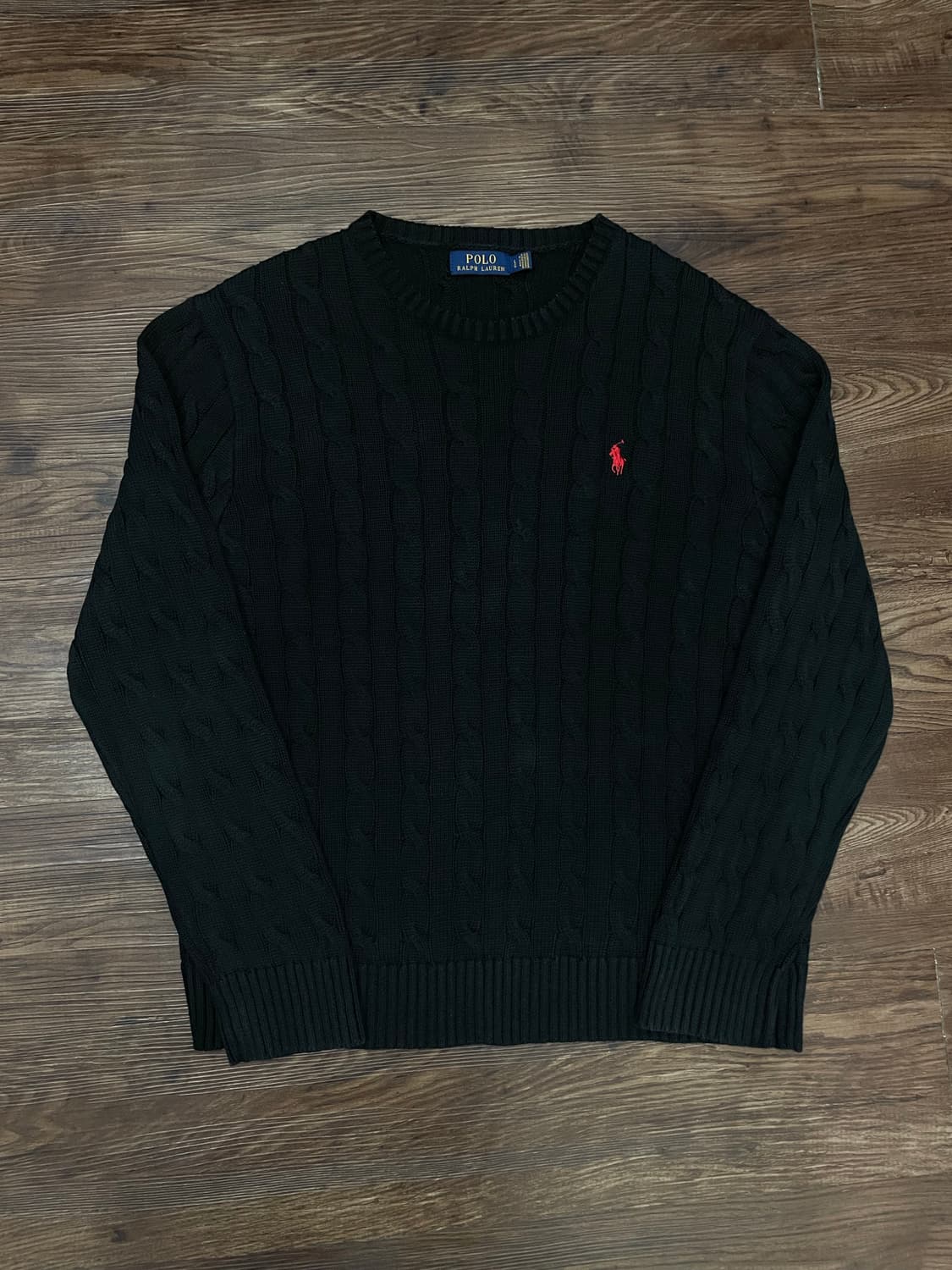 폴로 랄프로렌 케이블 니트 코튼 스웨터 블랙 상품이미지3