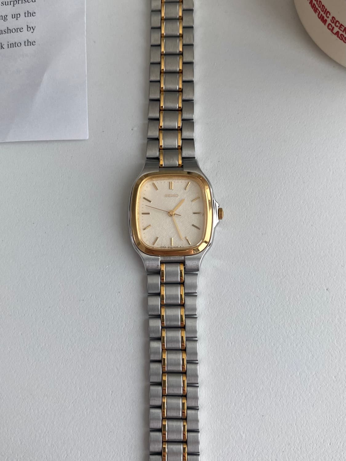 Seiko 세이코 콤비 린넨 다이얼 스퀘어 쿼츠 상품이미지3