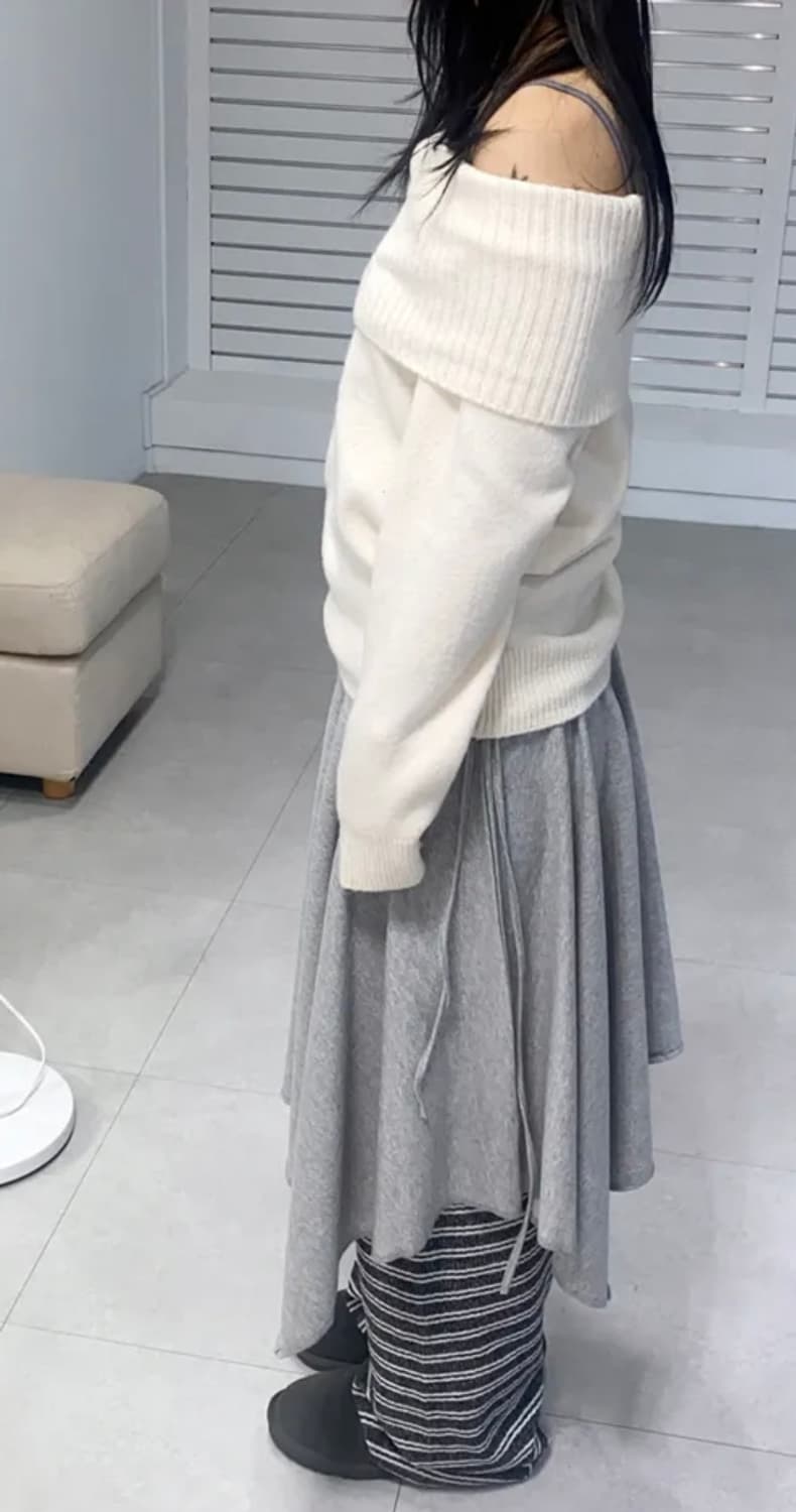 오프숄더 니트 & 레이어드 스커트 상품이미지2