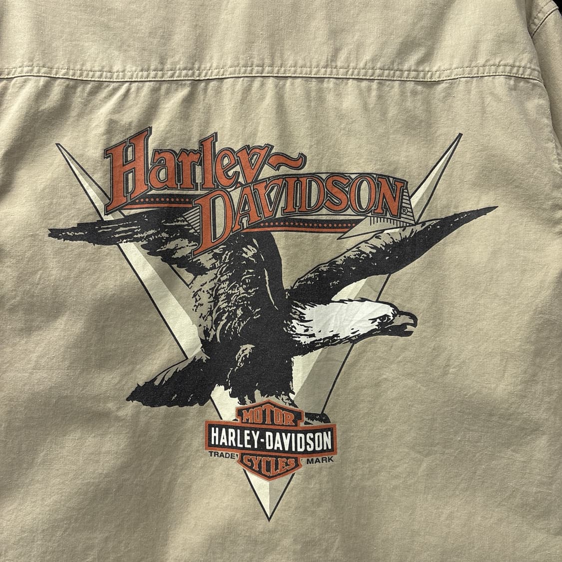 90s 할리데이비슨 V-이글스 쉴드 프린팅 옥스포드 하프셔츠 N1181 상품이미지5