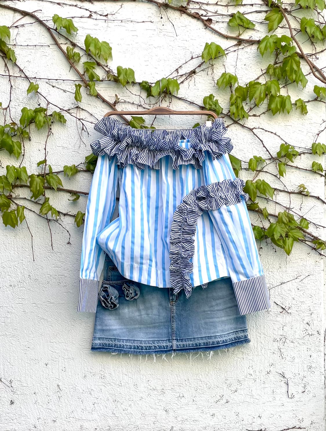 MSGM 입체 러플 오프숄더 스트라이프 셔츠 (Made in Italy) 상품이미지7