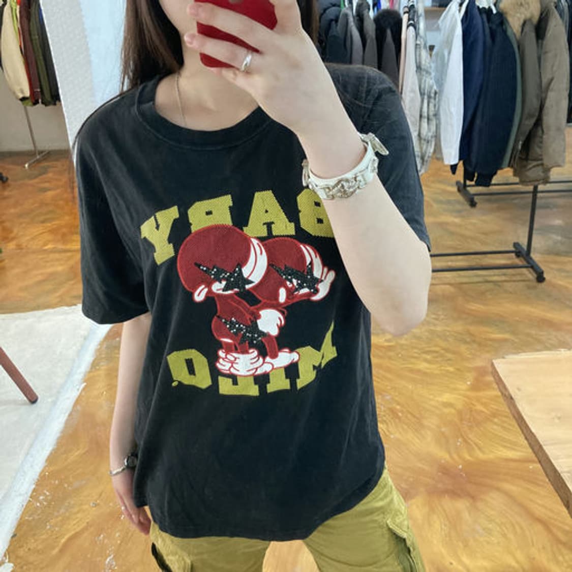 베이프 베이비 마일로 스트릿 프린팅 블랙 반팔 티셔츠 상품이미지5