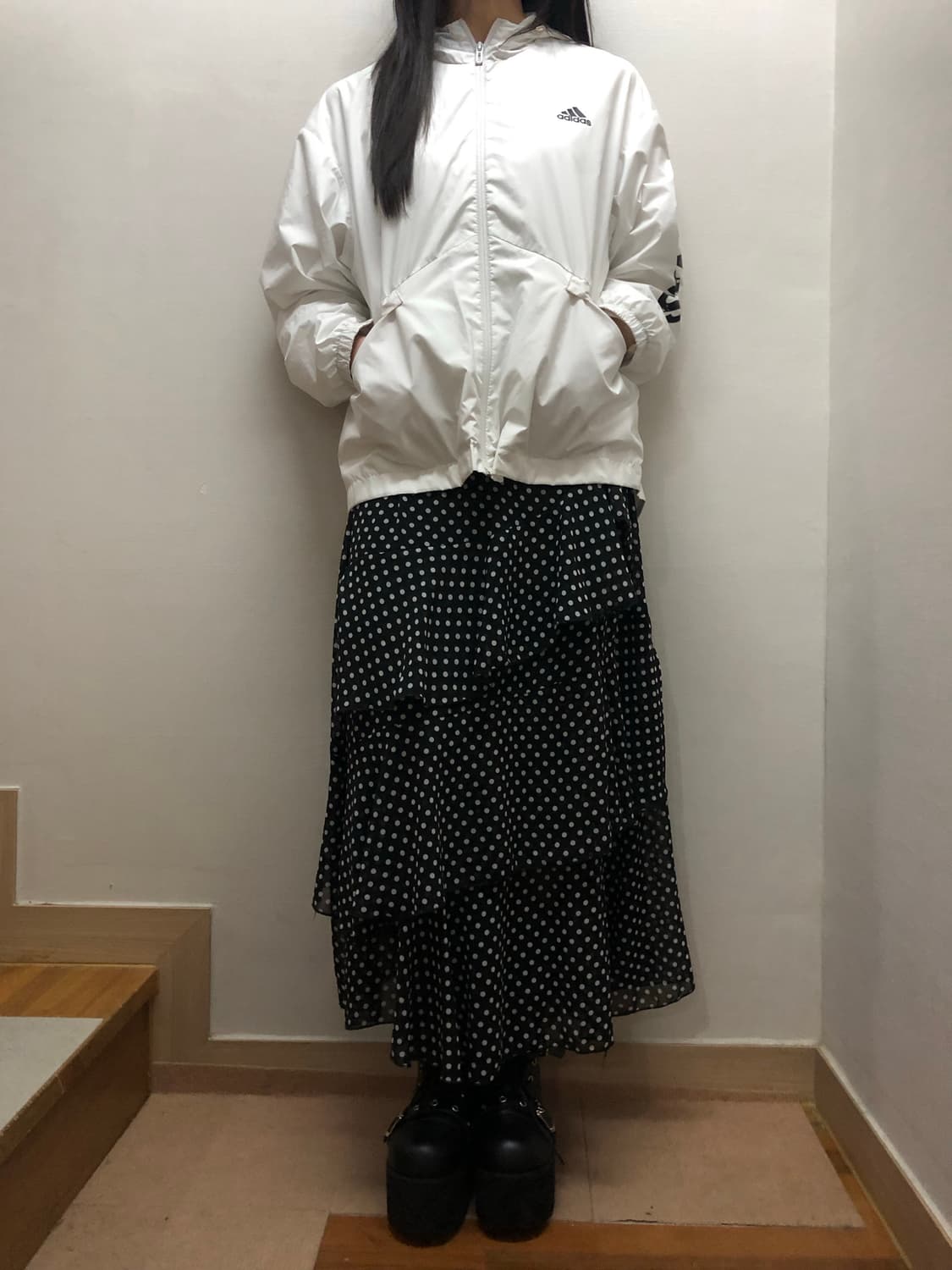 빈티지 아디다스 화이트 윈드브레이커 상품이미지6