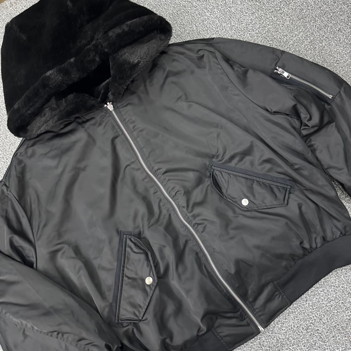 자라 리버시블 항공 점퍼 퍼 크롭 후드집업 상품이미지5