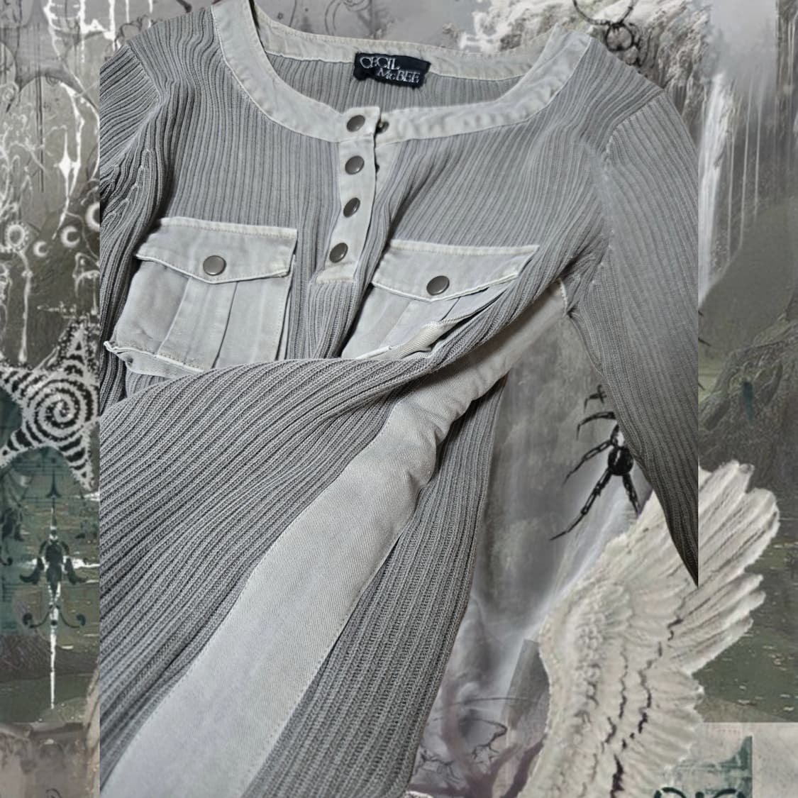 Cecil McBee y2k khaki gray knit top 상품이미지2