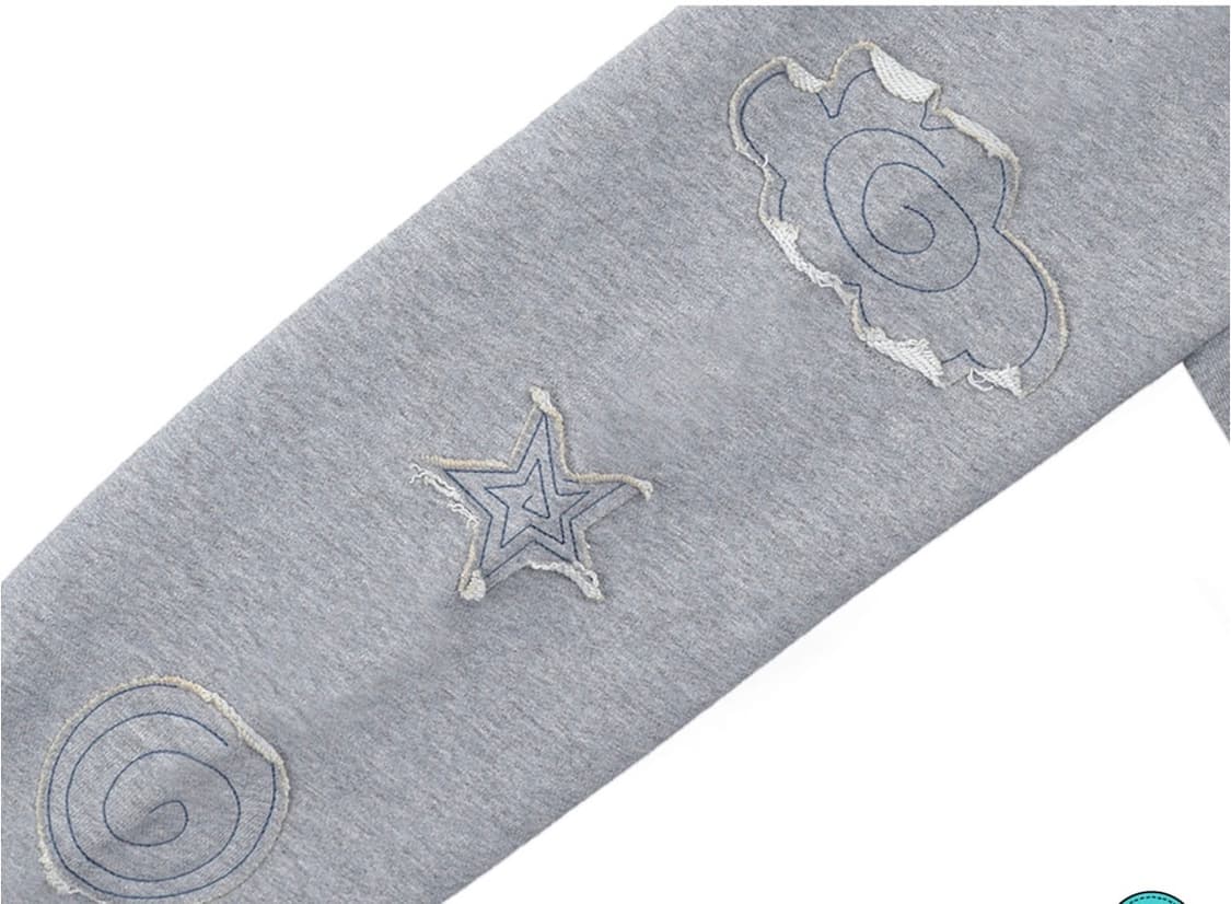 [루나키후] 구르구르 아플리케 원숄더 맨투맨 (그레이/사이즈2) 상품이미지3