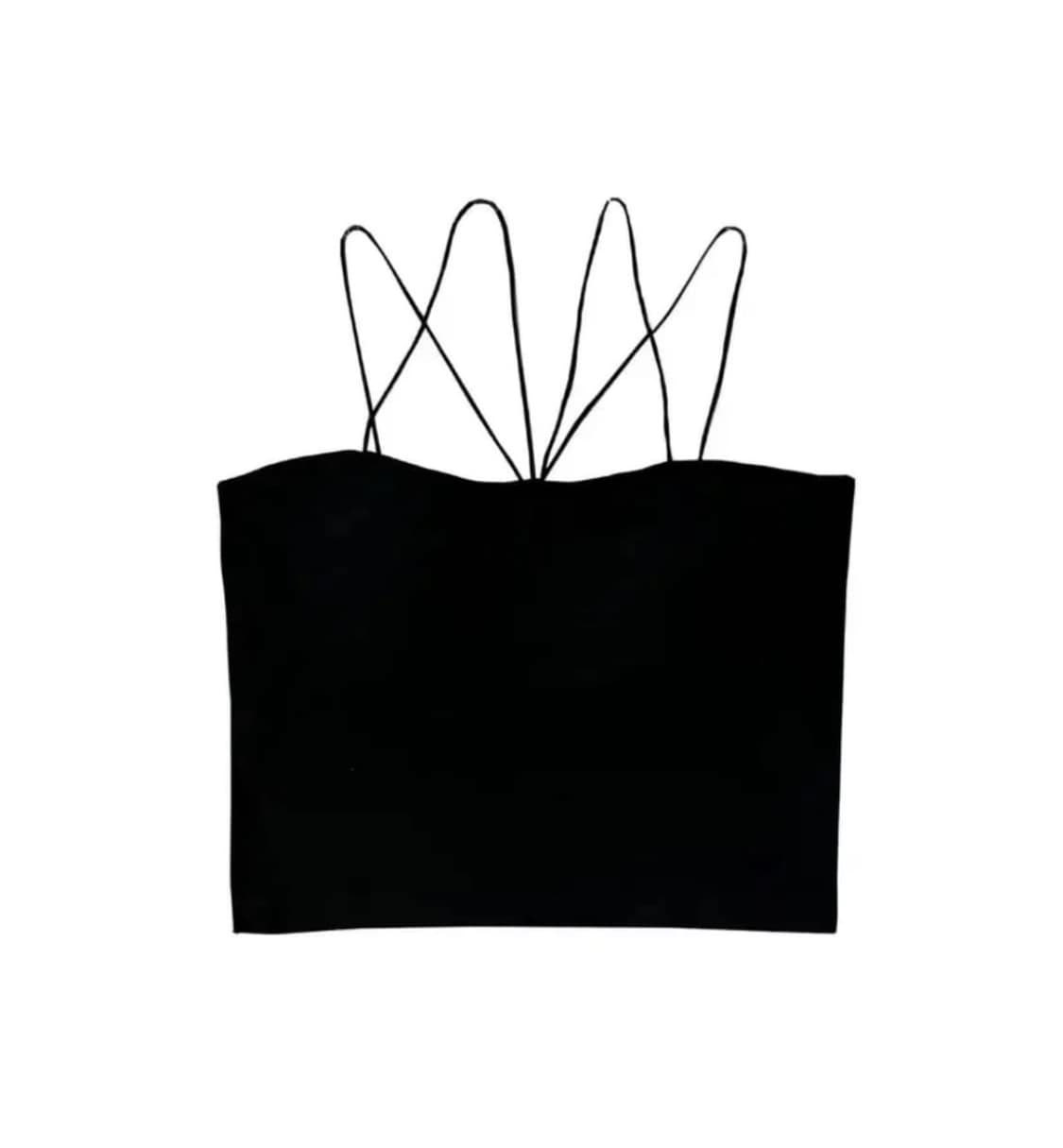 (새상품) 뉴얼린 베이직 크로스 스트랩 브라탑 블랙 상품이미지1