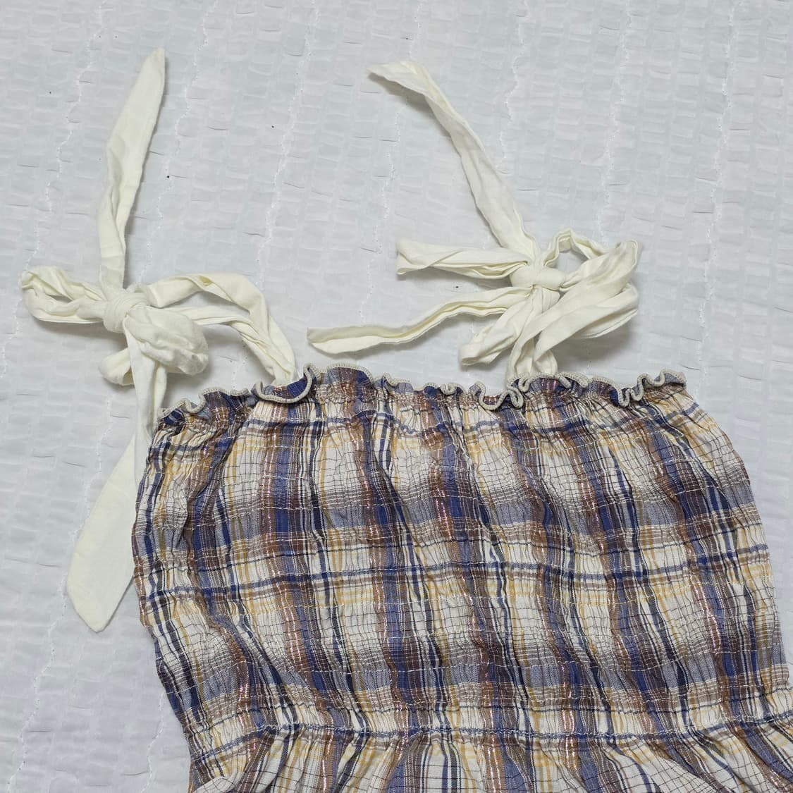 라떼갸루 모리걸st 체크 패치워크 슬리브리스 롱원피스 상품이미지3