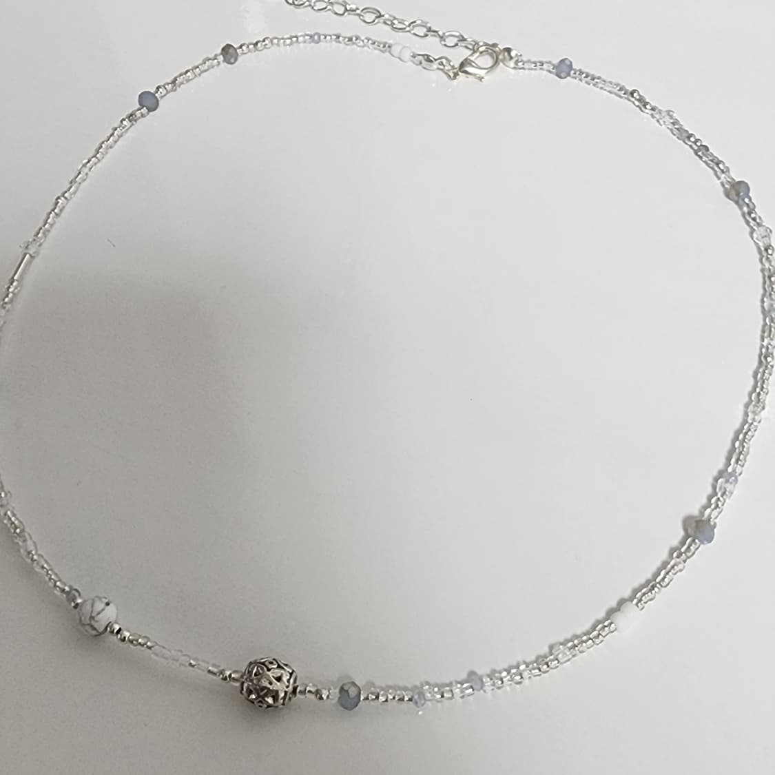 남자 원석 블루 실버 목걸이 상품이미지2