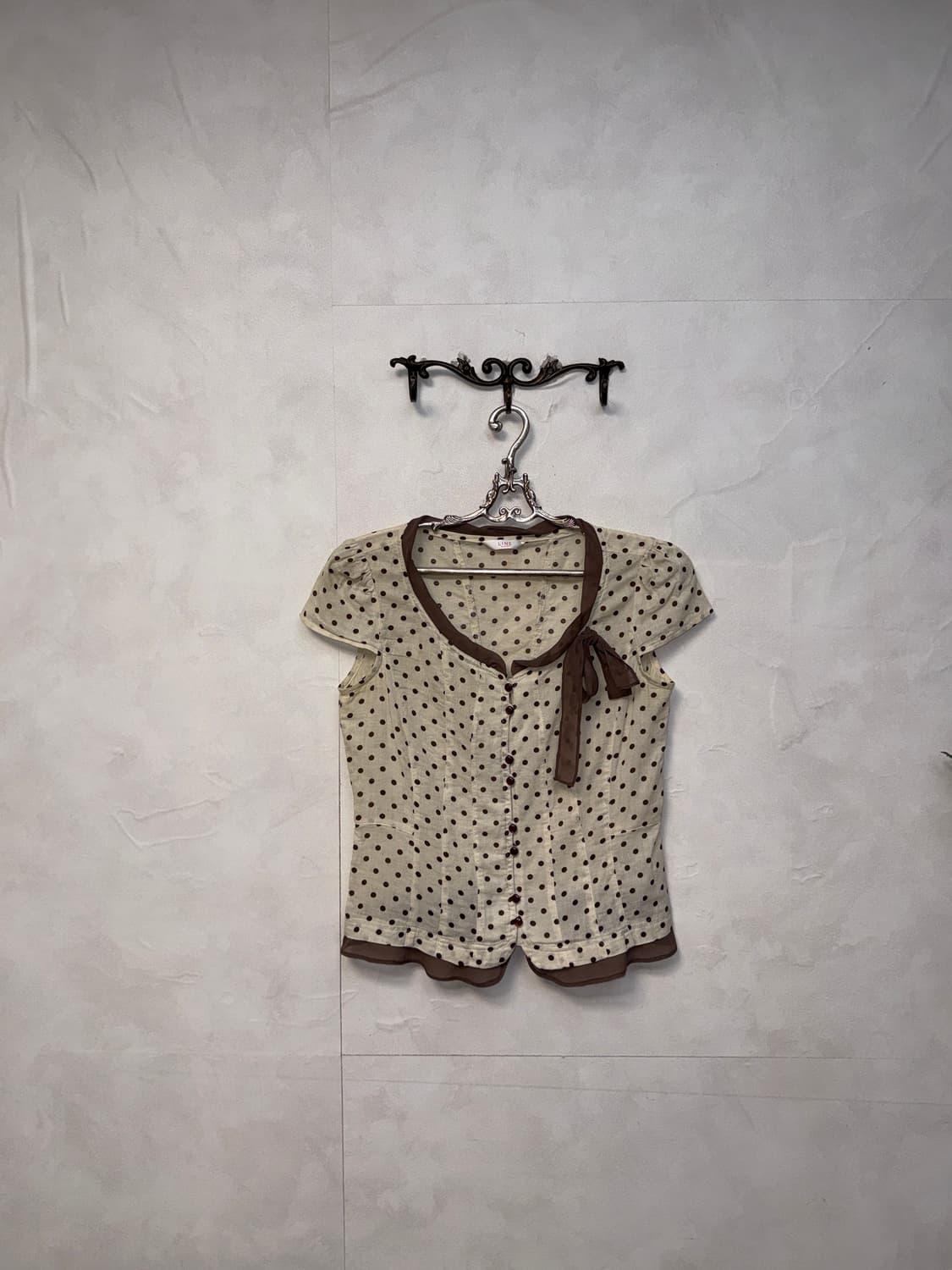 LINE brown dot ribbon sheer setup 상품이미지4