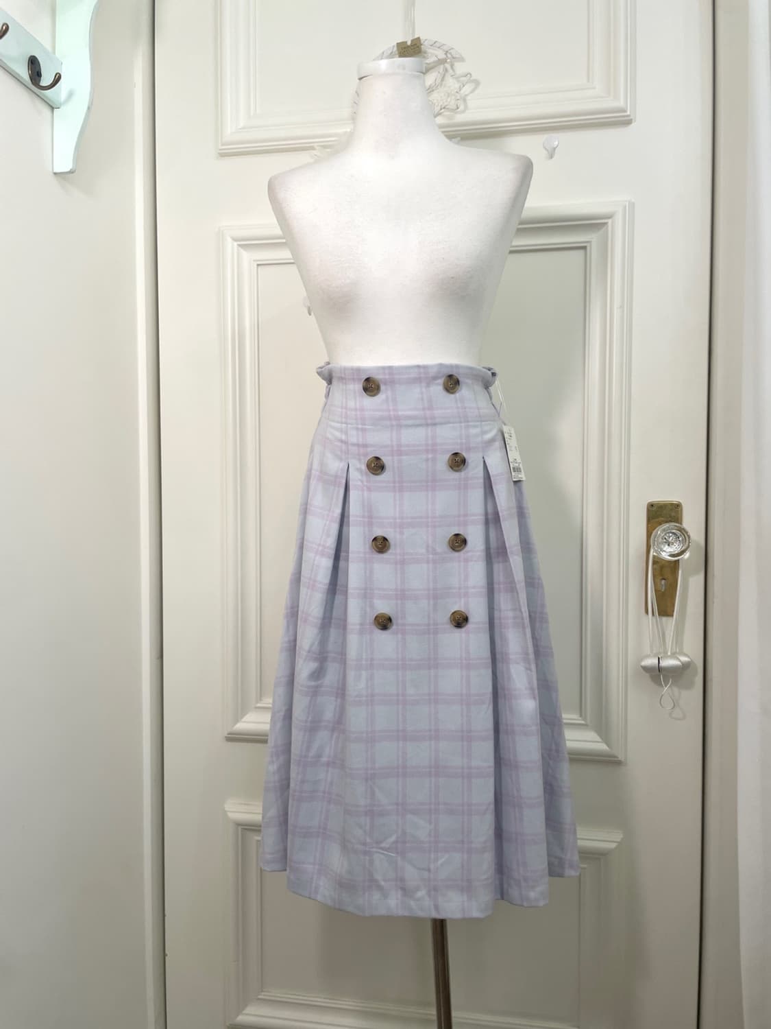 EARTH lavender check button point pleats 상품이미지1
