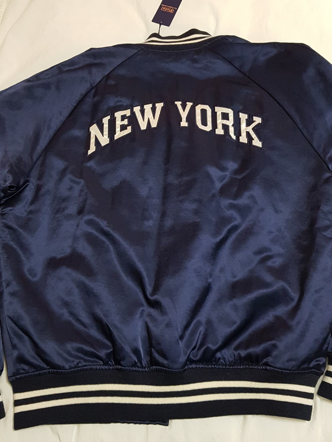 [L] 폴로 뉴욕 새틴 바시티 자켓 팝니다. 상품이미지2