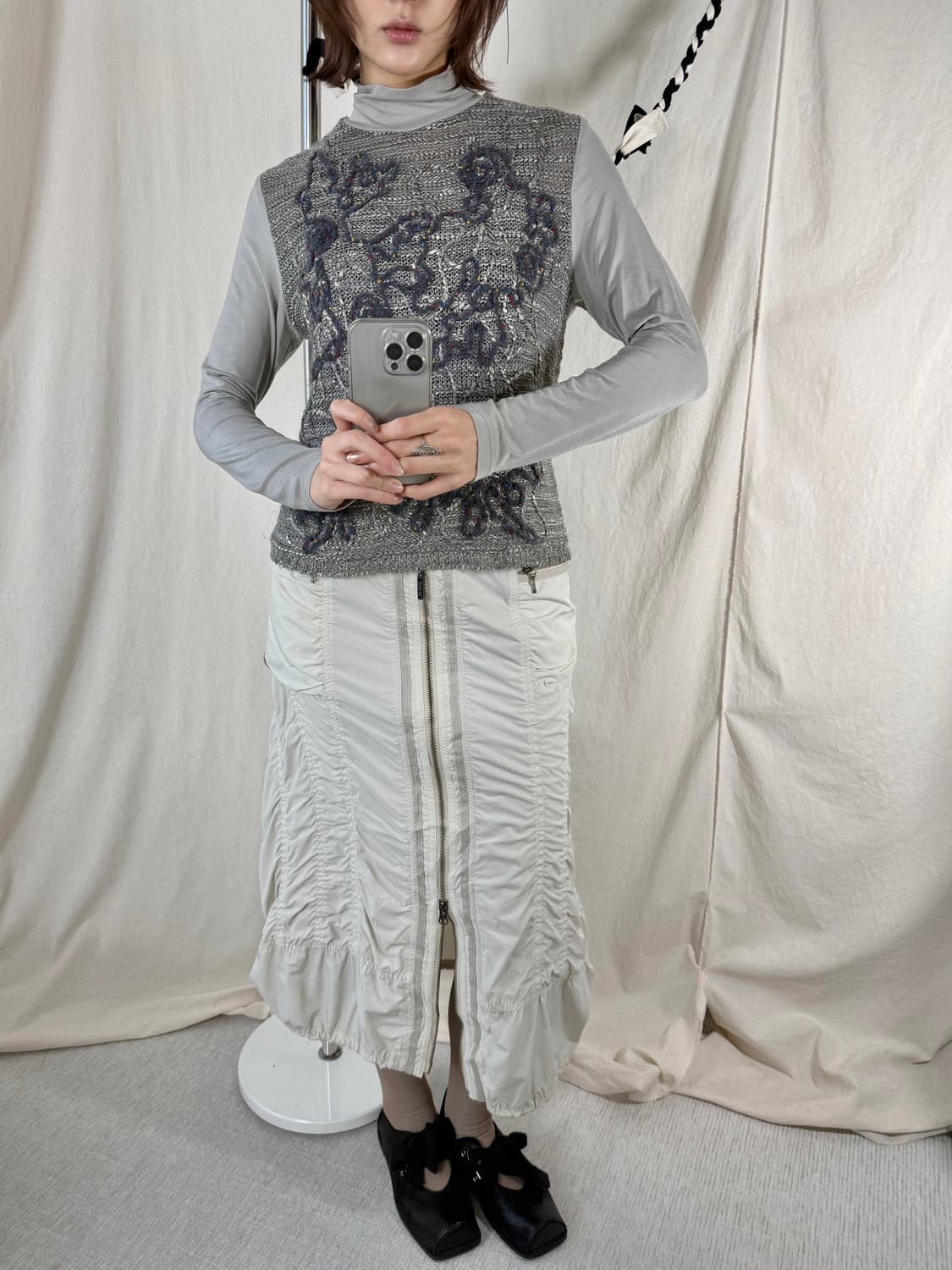 JPN 니티드 자수 탑 상품이미지3