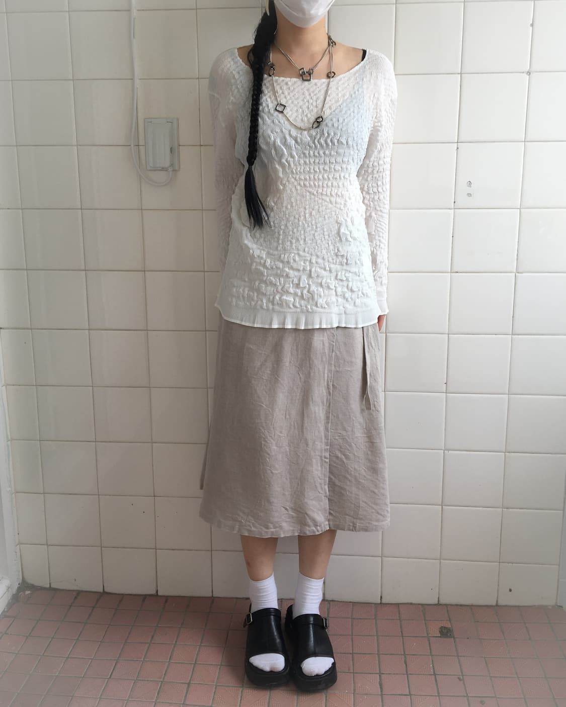 Pleats pattern point sleeve 상품이미지1