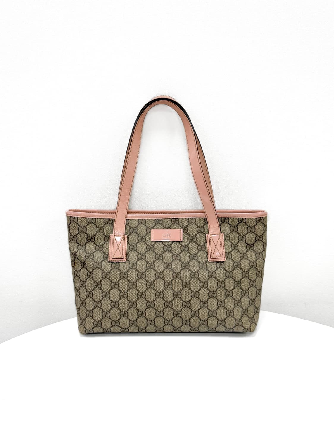 구찌 GG 수프림 캔버스 핑크 레더 쇼퍼백 상품이미지3