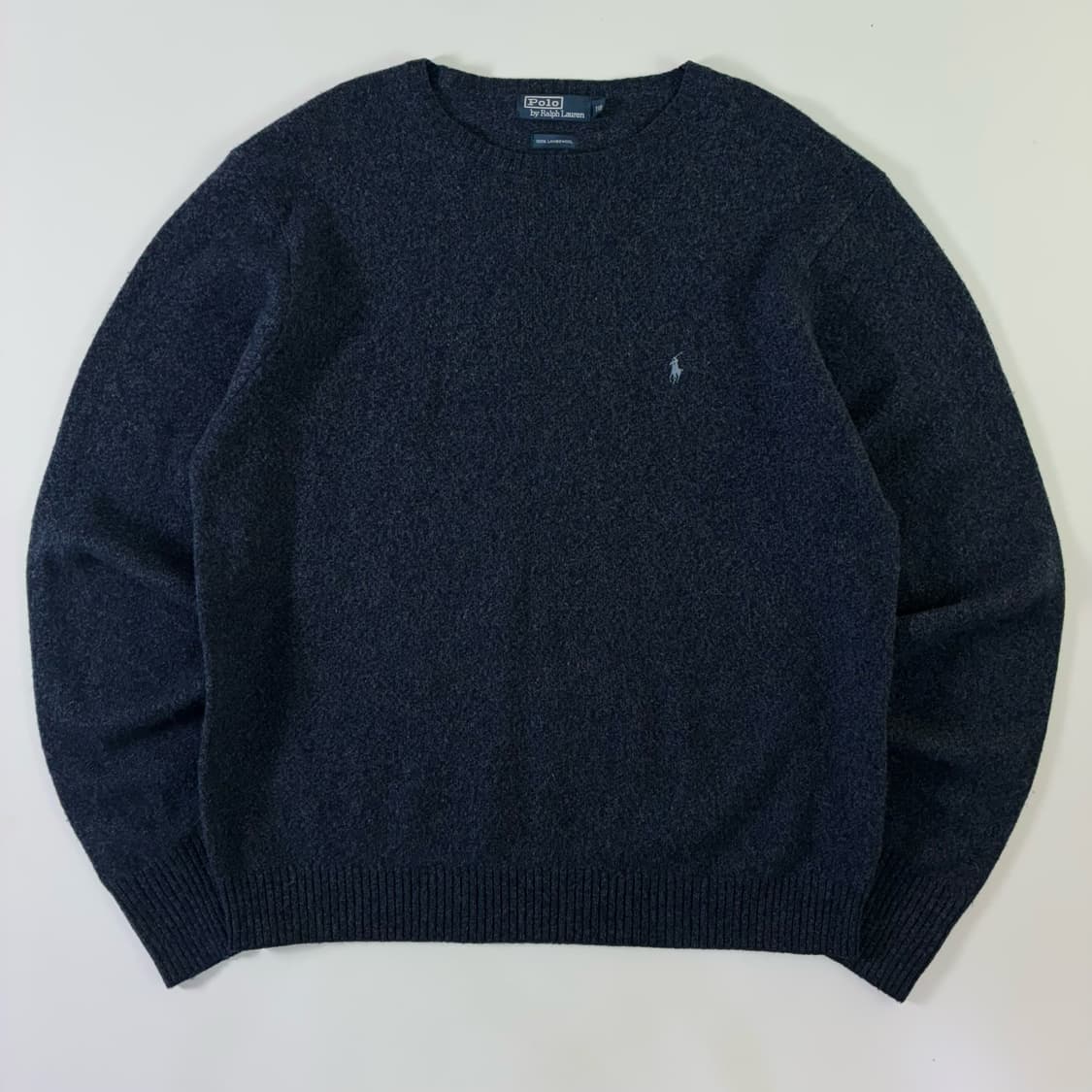 Polo  폴로 랄프로렌 90,s 자수 램스울 다크네이비 라운드 니트   상품이미지1