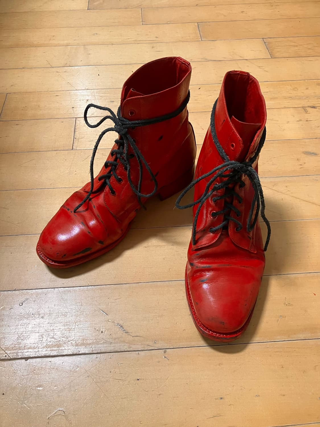 Japanese 90s 레드 풀 페인티드 레이스업 부츠 275 상품이미지2
