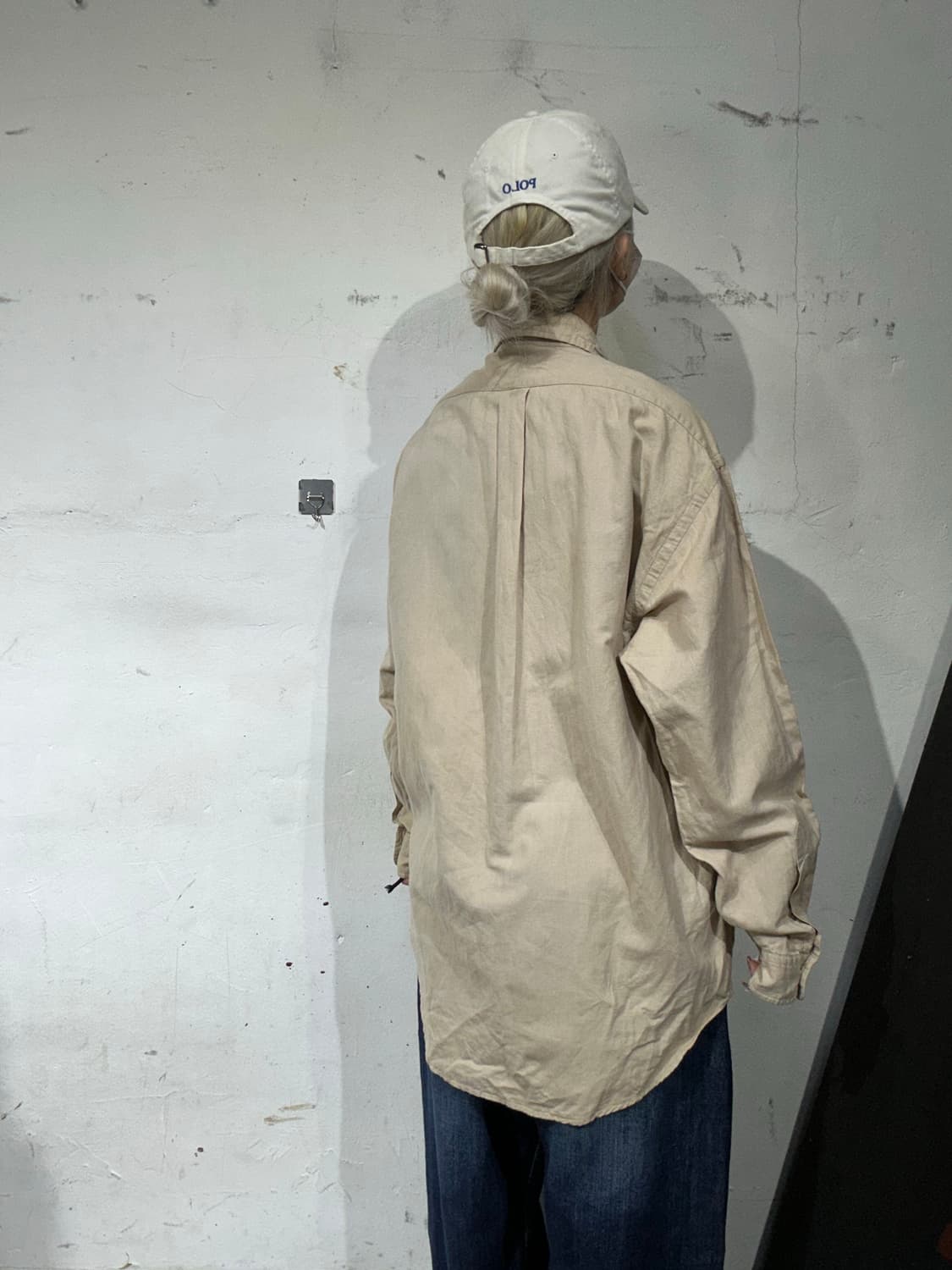 90s 폴로 랄프 로렌 베이지 솔리드 오버핏 셔츠 S 상품이미지3