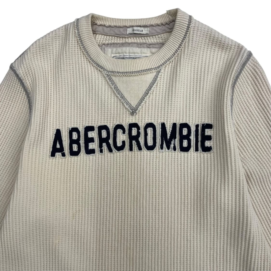 아베크롬비 네이비 패치로고 베이지 와플 롱슬리브 M 상품이미지4