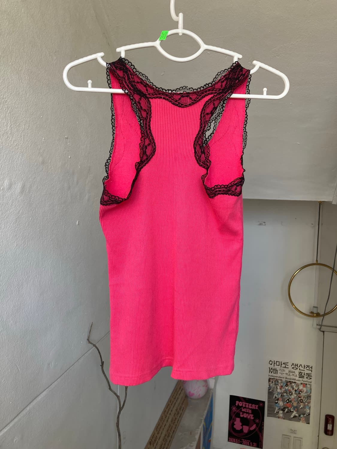 핫핑크 골지 레이스 나시 상품이미지4