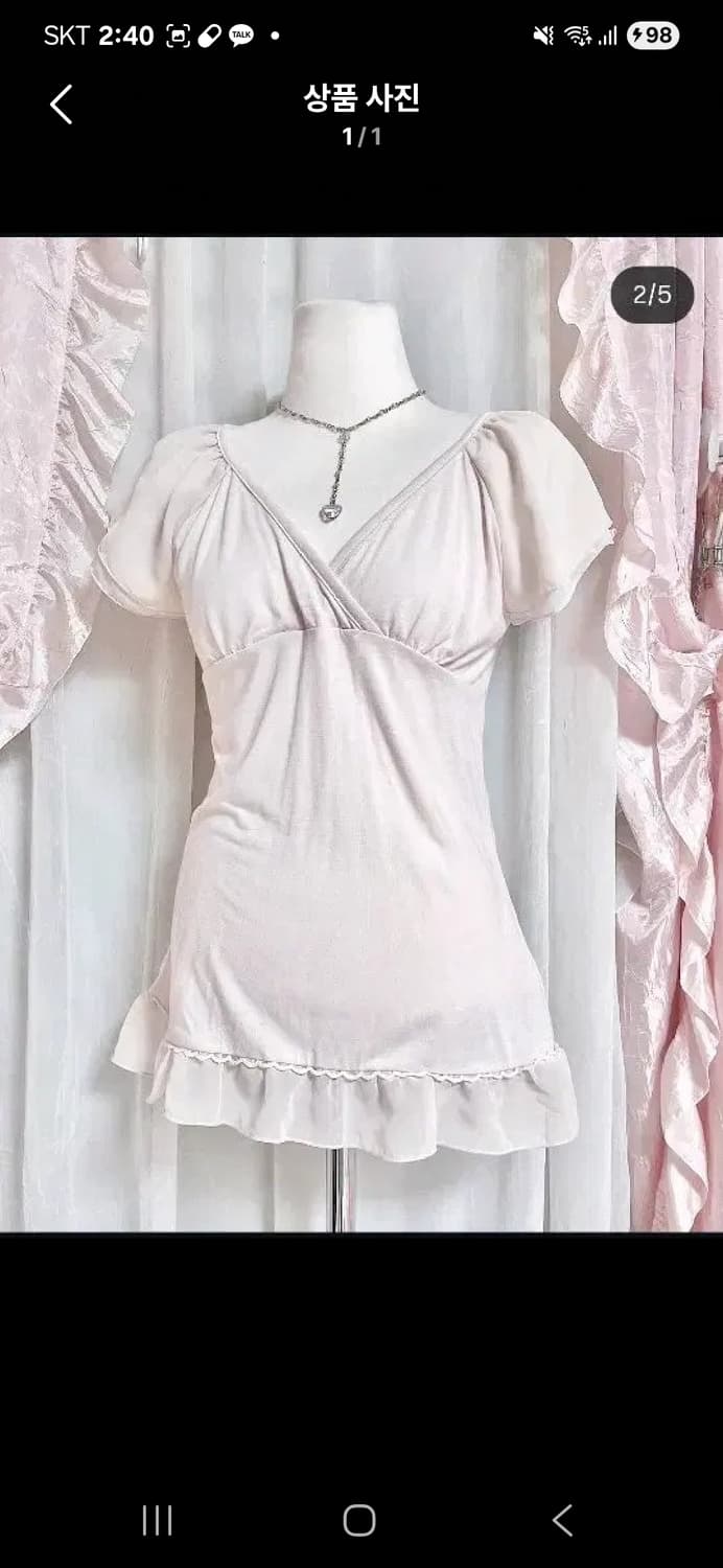 핑크 레이스 히메갸루 반팔탑 상품이미지1