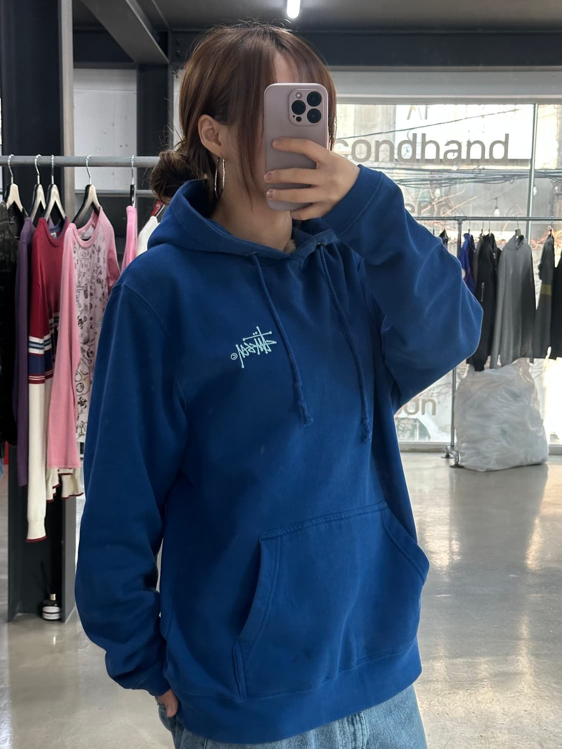 스투시 빅로고 블루민트 후드티 상품이미지4